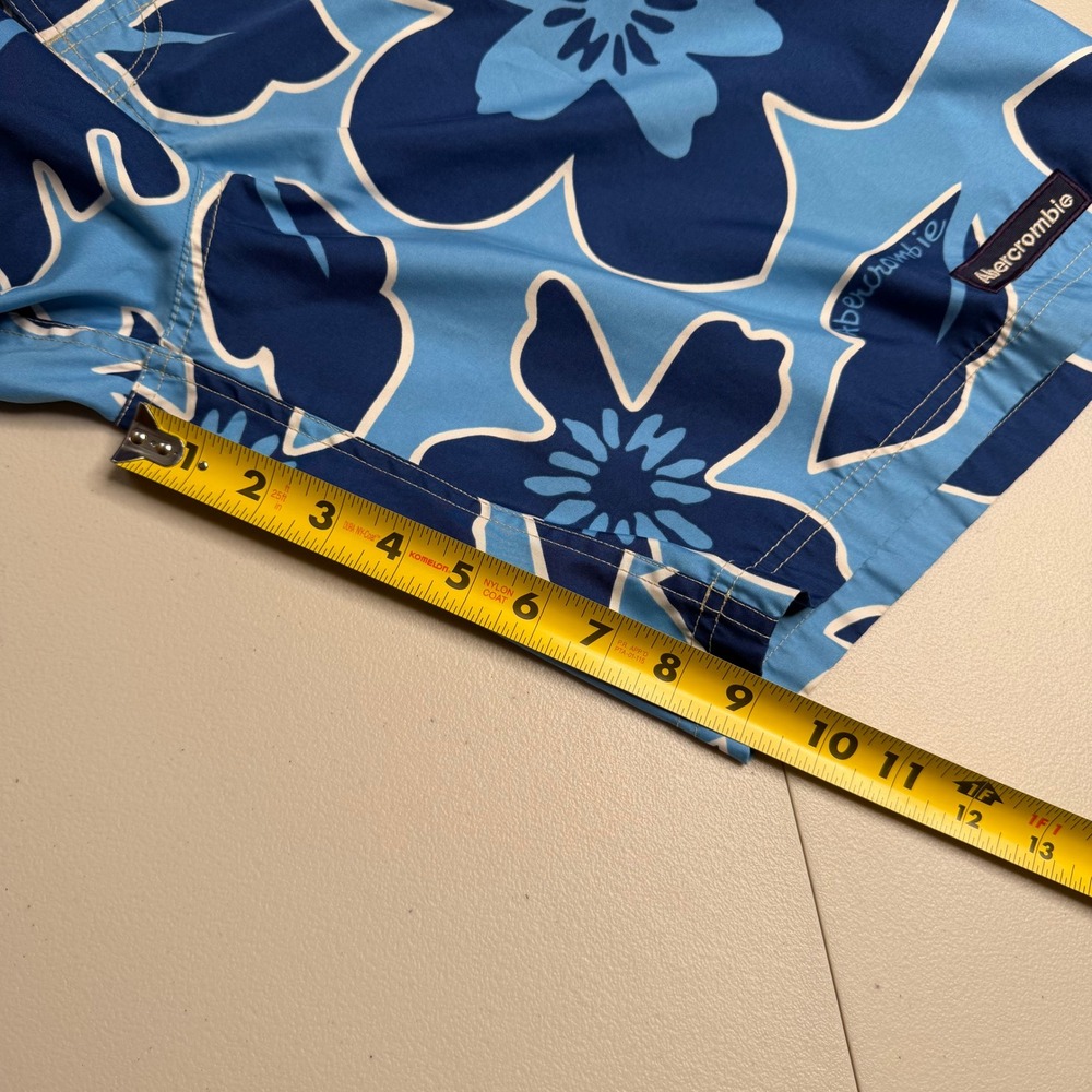 Abercrombie & Fitch Mens Size 34 Blue Floral Board Shorts Swim Trunks Hibiscus - Picture 5 of 12
